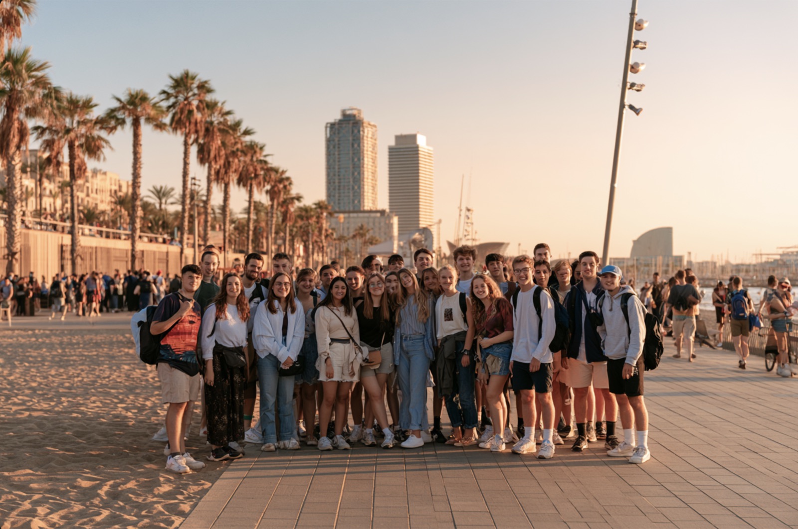 Students at the beach